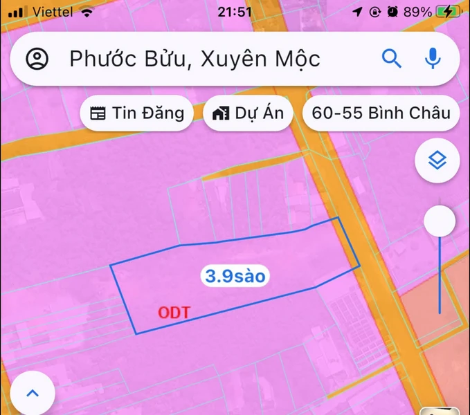 Bán đất 3700m2 Xã Hồ Tràm, mặt tiền đường, 2.1 triệu/m2