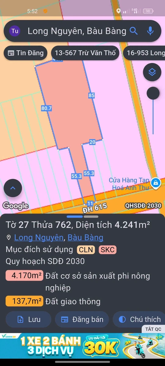 Bán đất SKC mặt tiền ĐH615 Long Nguyên, Bàu Bàng, Bình Dương 4241m2 giá 11 tỷ - Ảnh thu nhỏ 2