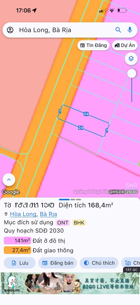 Bán lô đất mặt tiền Hoà Long 168m2 1 tỷ 580 triệu - Ảnh thu nhỏ 5