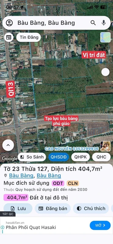 Bán đất Bàu Bàng 100m² Quốc Lộ 13, 1 tỷ 585 triệu