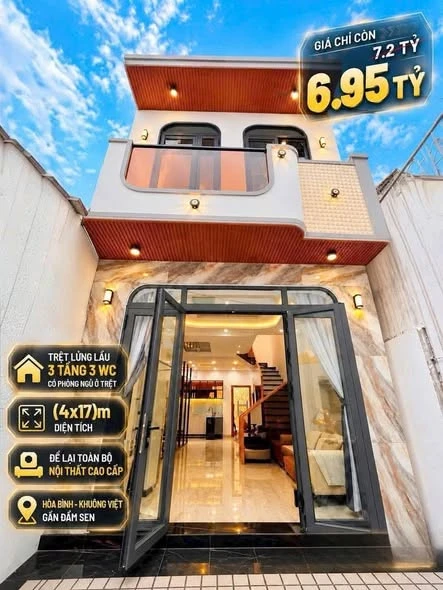 Bán nhà phố 3 tầng 66m² sát Đầm Sen, 6,95 tỷ - Ảnh 1