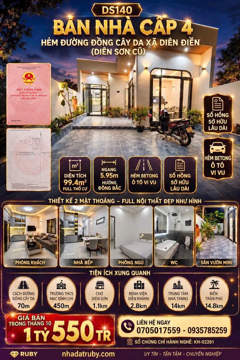 Bán nhà cấp 4 99.4m2 Diên Sơn, Nha Trang - Ảnh 1