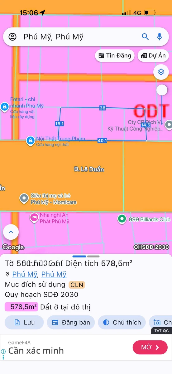 Bán đất mặt tiền kinh doanh 578m2 Lê Duẩn Phú Mỹ BRVT - Ảnh thu nhỏ 2