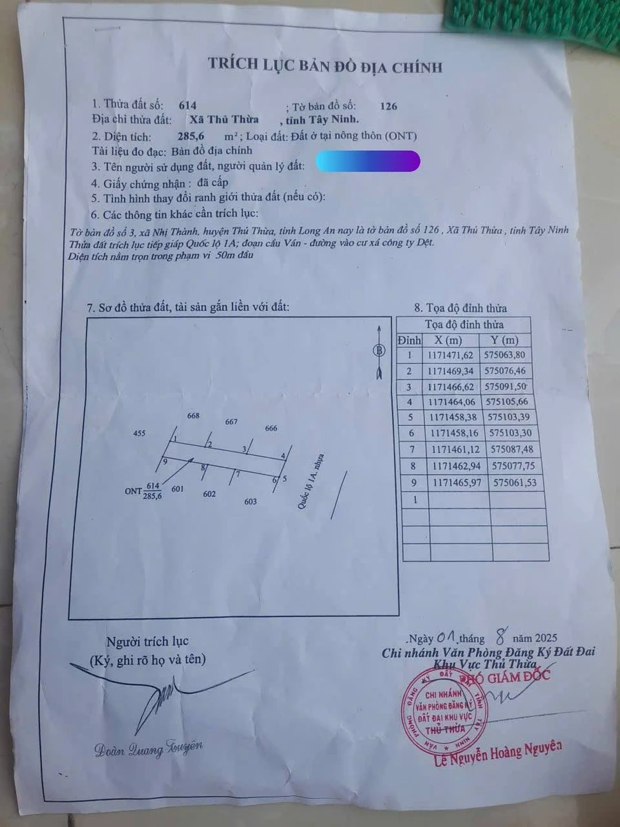 Bán đất mặt tiền QL1A 285,6m2 giá 4 tỷ tại Nhị Thành, Thủ Thừa, Long An - Ảnh thu nhỏ 5