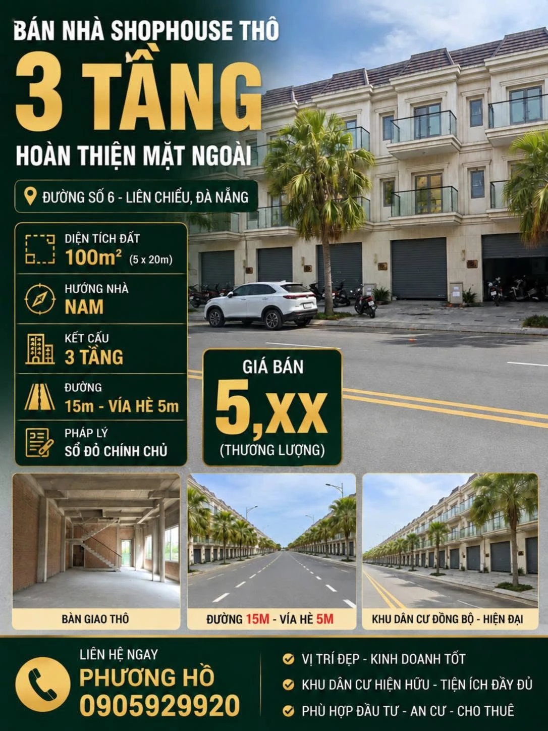 Bán shophouse 3 tầng 100m² Liên Chiểu, Đà Nẵng 5,5 tỷ - Ảnh 1