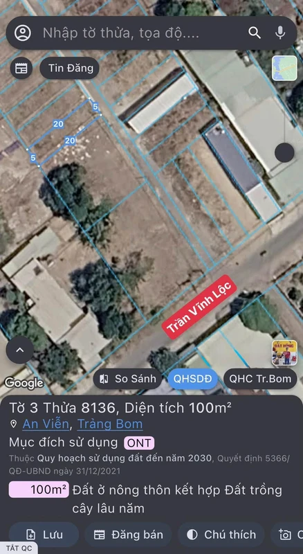 Bán đất thổ cư 100m2 mặt tiền Trần Vĩnh Lộc, An Viễn, Trảng Bom, Đồng Nai giá 999 triệu