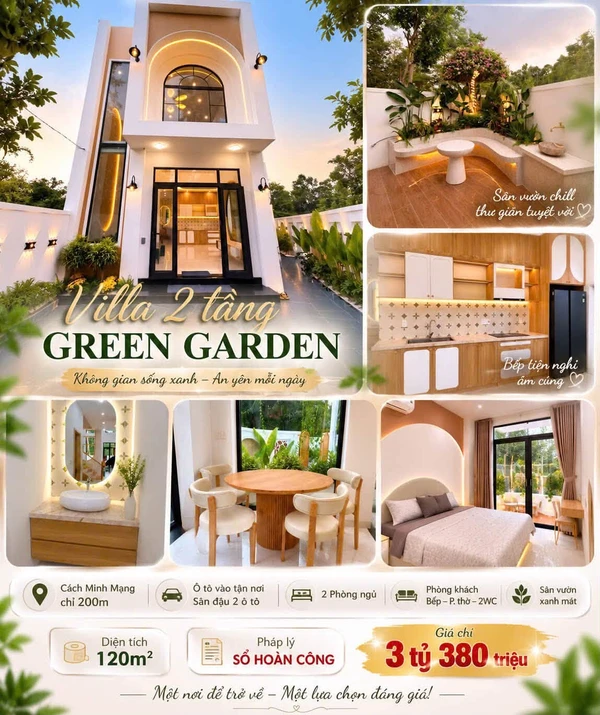 Bán villa vườn 2 tầng 120m² khu Green Garden Huế, giá 3,38 tỷ