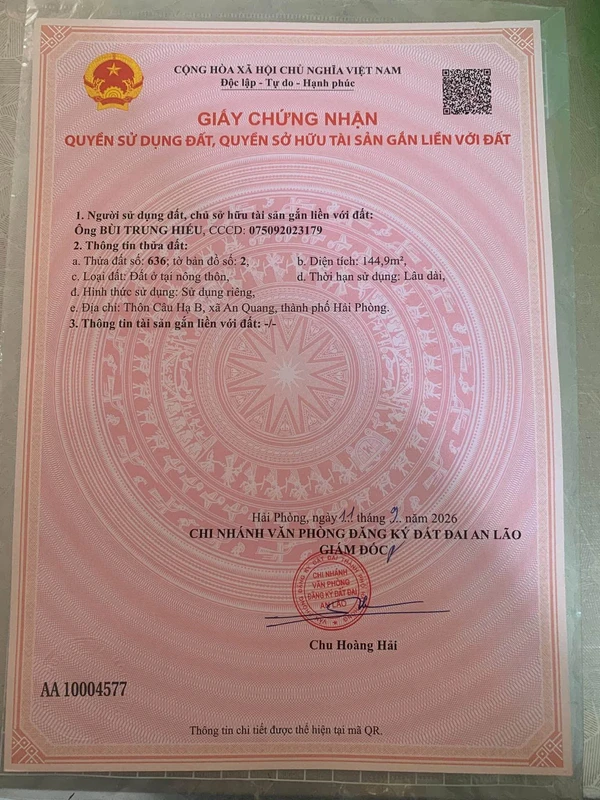 Bán nhà 144,9m² 3 phòng ngủ Hải Phòng 2 tỷ 150