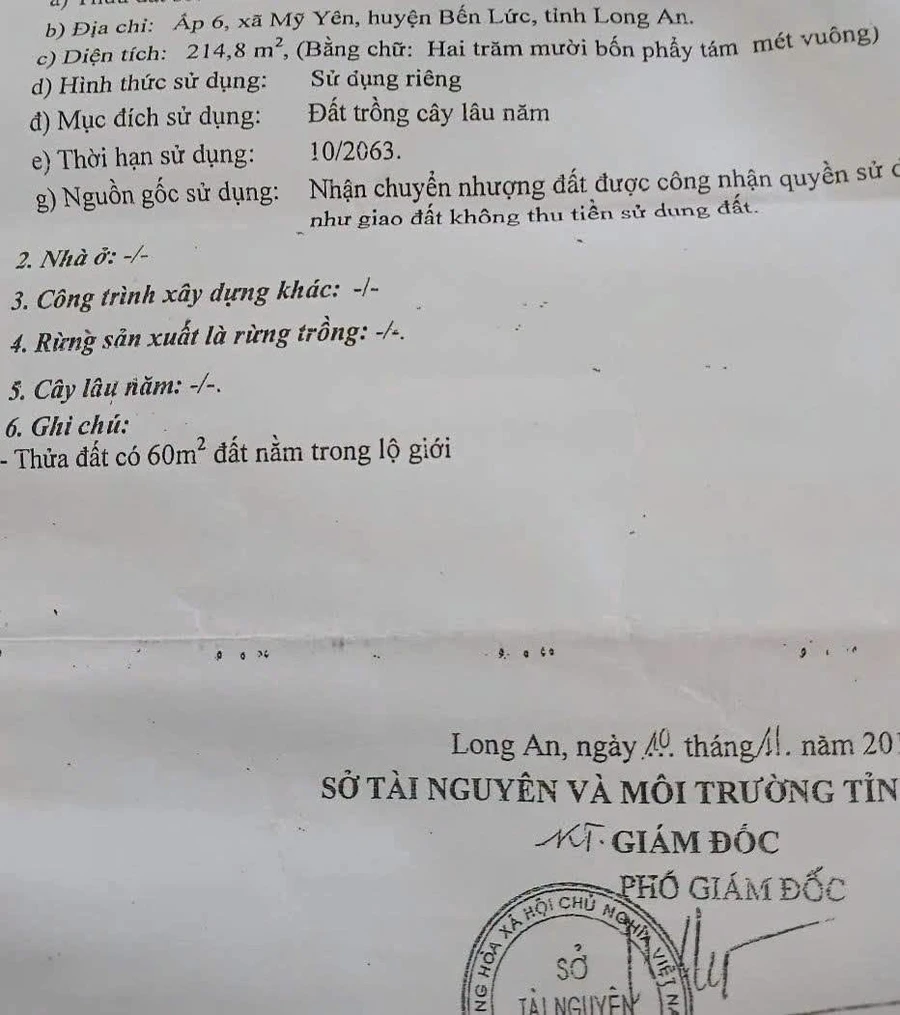 Bán đất thổ cư mặt tiền Mỹ Yên - Tân Bửu 181,7m2 tặng nhà cấp 4, Bến Lức - Ảnh thu nhỏ 3