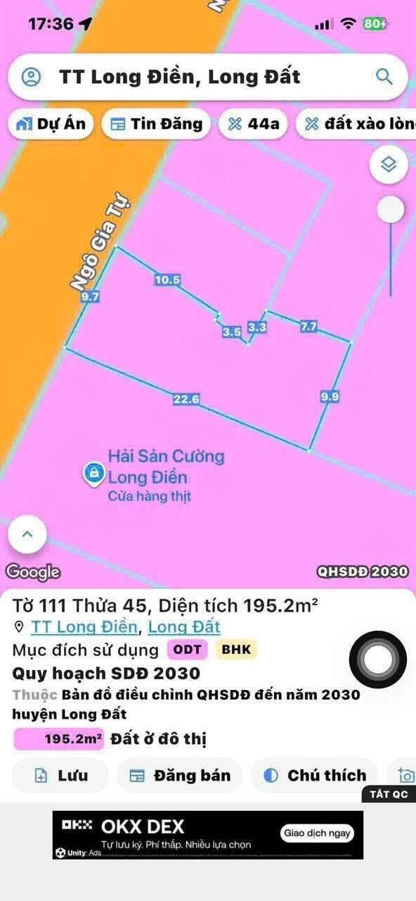 Bán đất mặt tiền 195m² Ngô Gia Tự Long Điền - Ảnh 1