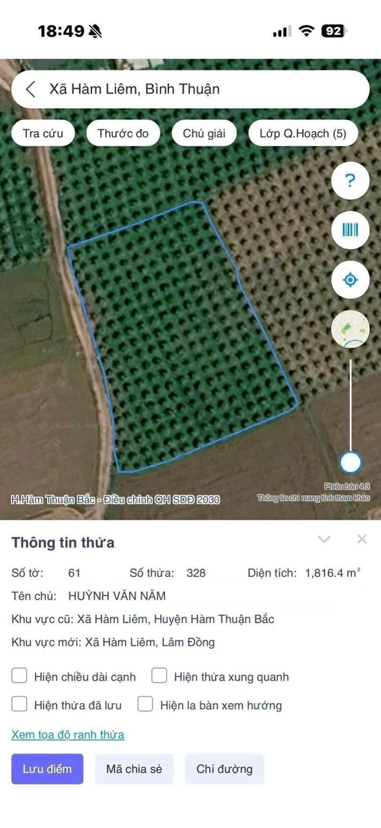 Bán đất 1800m² Kênh N29 Hàm Liêm, Bình Thuận 599 triệu - Ảnh thu nhỏ 5