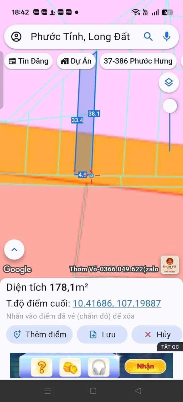 Bán 2 lô đất liền kề 80m² Phước Tỉnh Vũng Tàu 1 tỷ 345 triệu - Ảnh 1