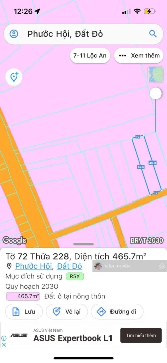Xã Phước Hải - TP HCM; trước là Phước Hội - BRVT; Cách đường Võ Văn Kiệt 500m, 466m2 - 10x47m - Ảnh thu nhỏ 5