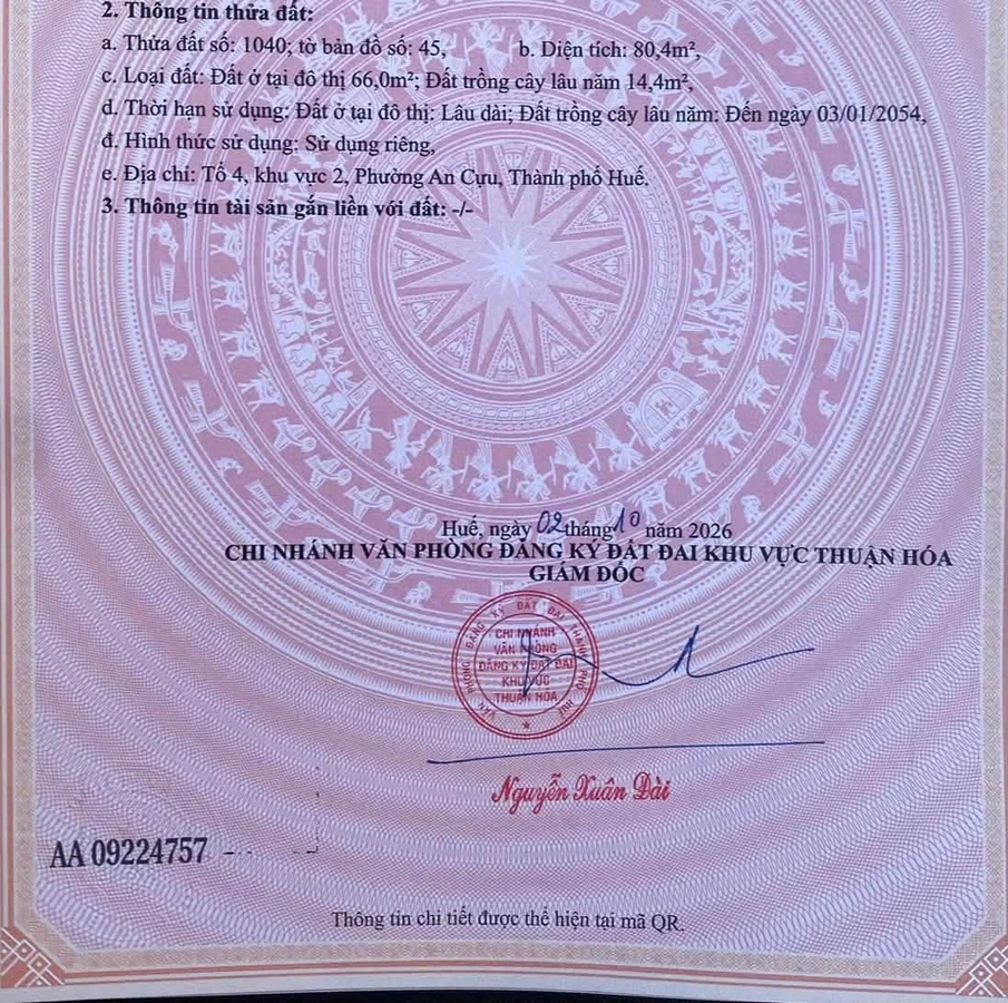 Bán đất kiệt ô tô đường Nguyễn Khoa Chiêm, 80,4m², gần Đại học Ngoại Ngữ Huế - Ảnh thu nhỏ 2