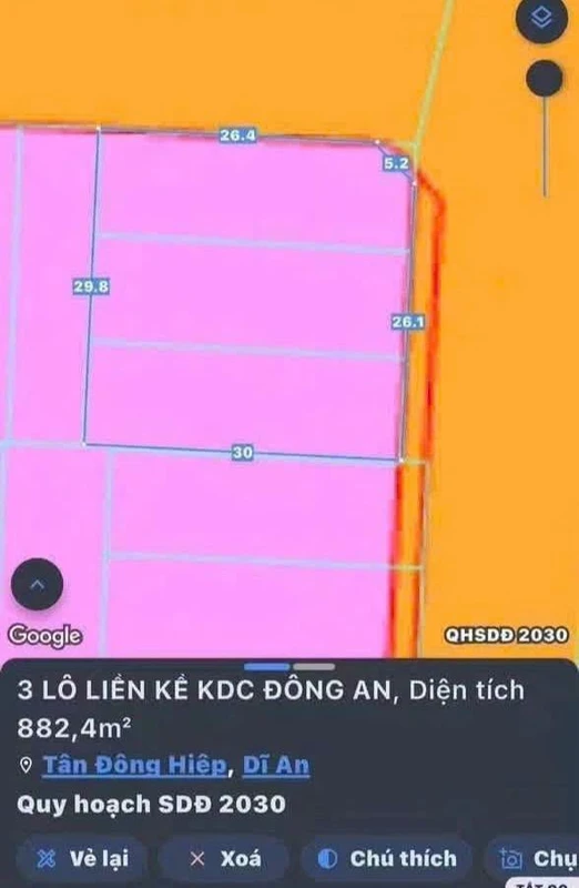 Bán 3 lô đất góc 2 mặt tiền 882m2 KDC Đông An, Dĩ An - 21 tỷ