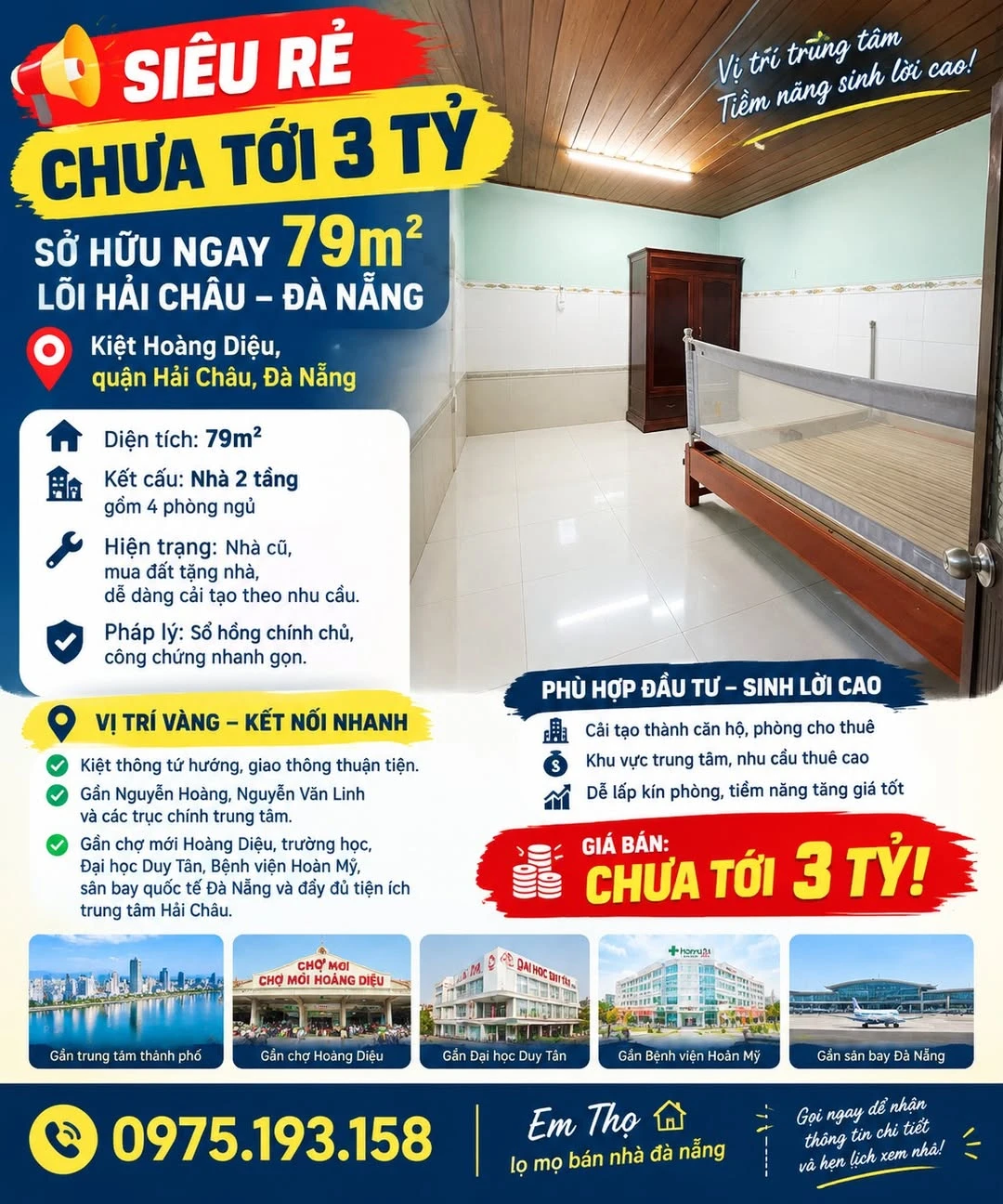 Bán nhà 79m² 4 PN Hải Châu Đà Nẵng chưa 3 tỷ - Ảnh 1