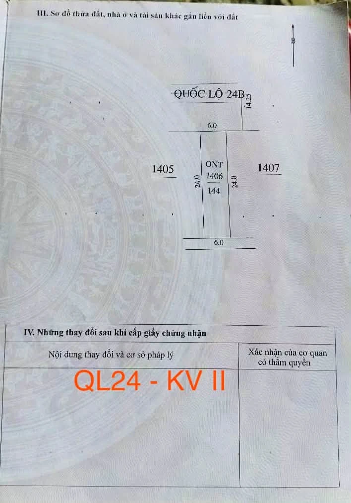 Bán lô đất mặt tiền QL 24B Sơn Tịnh 144 m², 1.6 tỷ - Ảnh 1