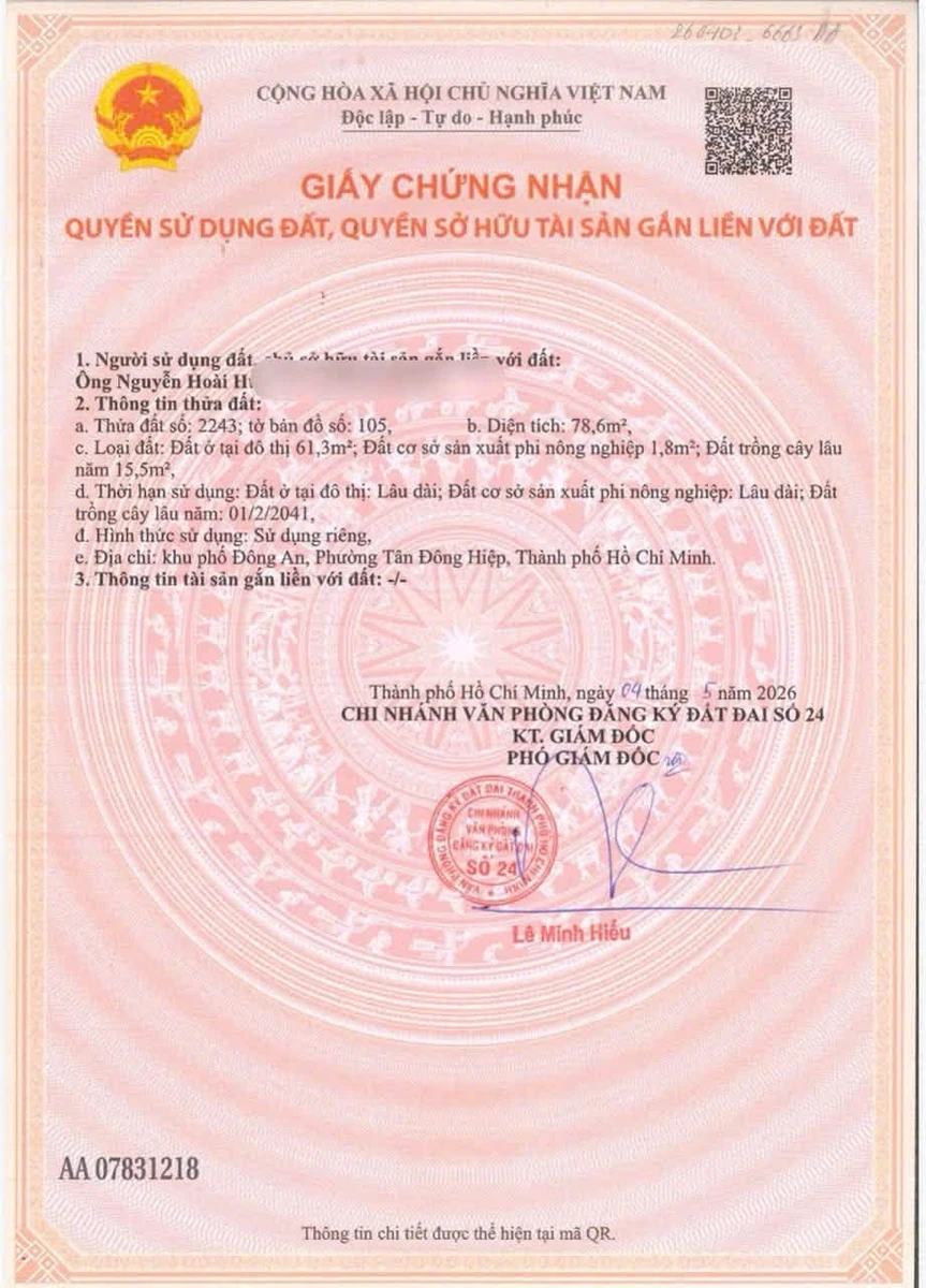 Bán lô đất mặt tiền Bùi Thị Côi Dĩ An 78m2 giá 4.1 tỷ - Ảnh thu nhỏ 2