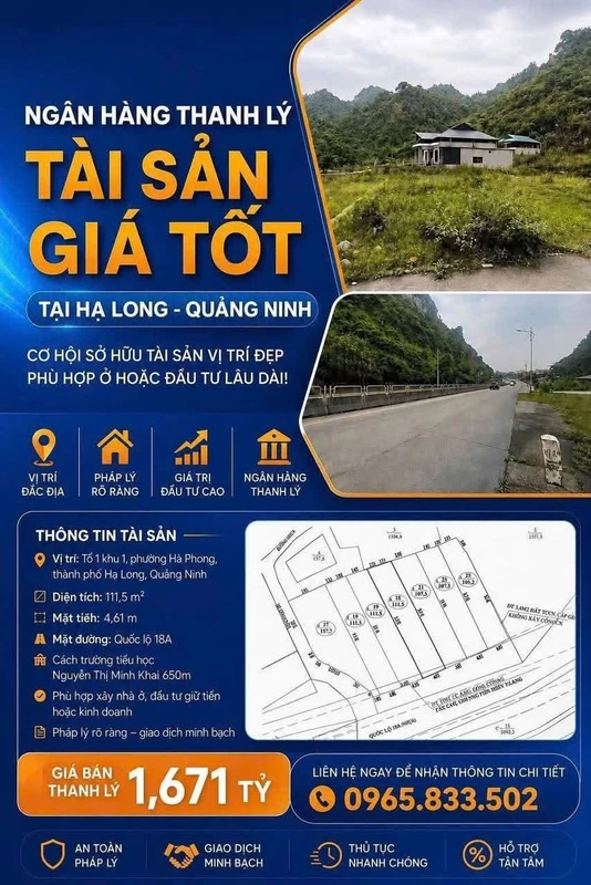 Bán lô đất 111,5m² Hạ Long Quảng Ninh gần QL 18A