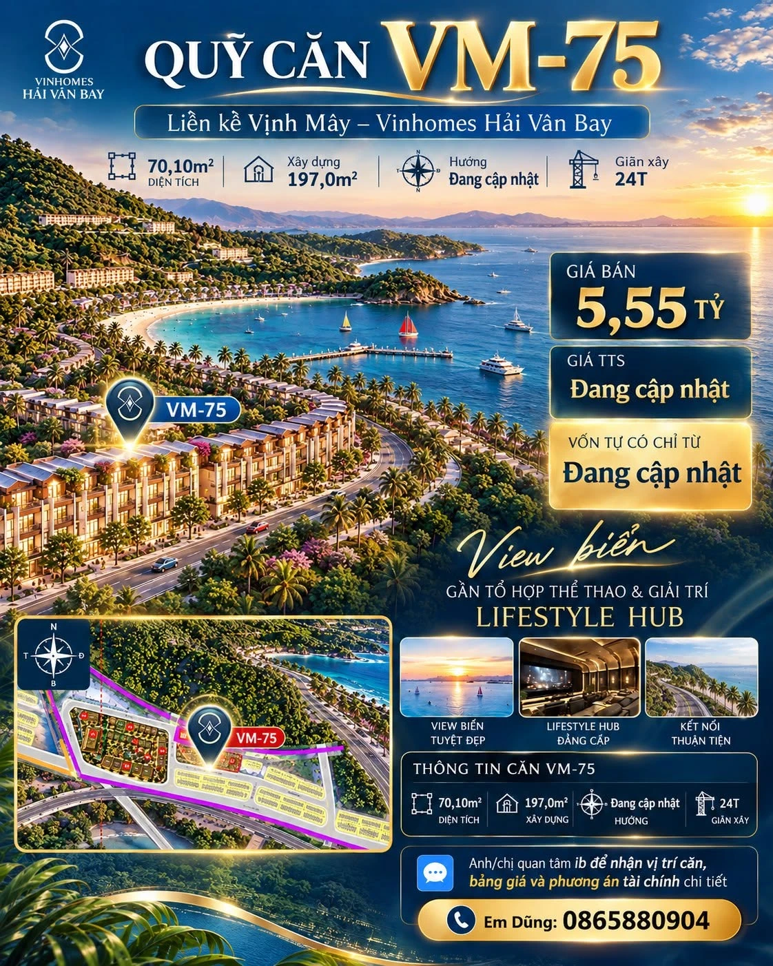 Bán nhà liền kề Vinhomes Hải Vân Bay 197m² giá 5,55 tỷ - Ảnh 1