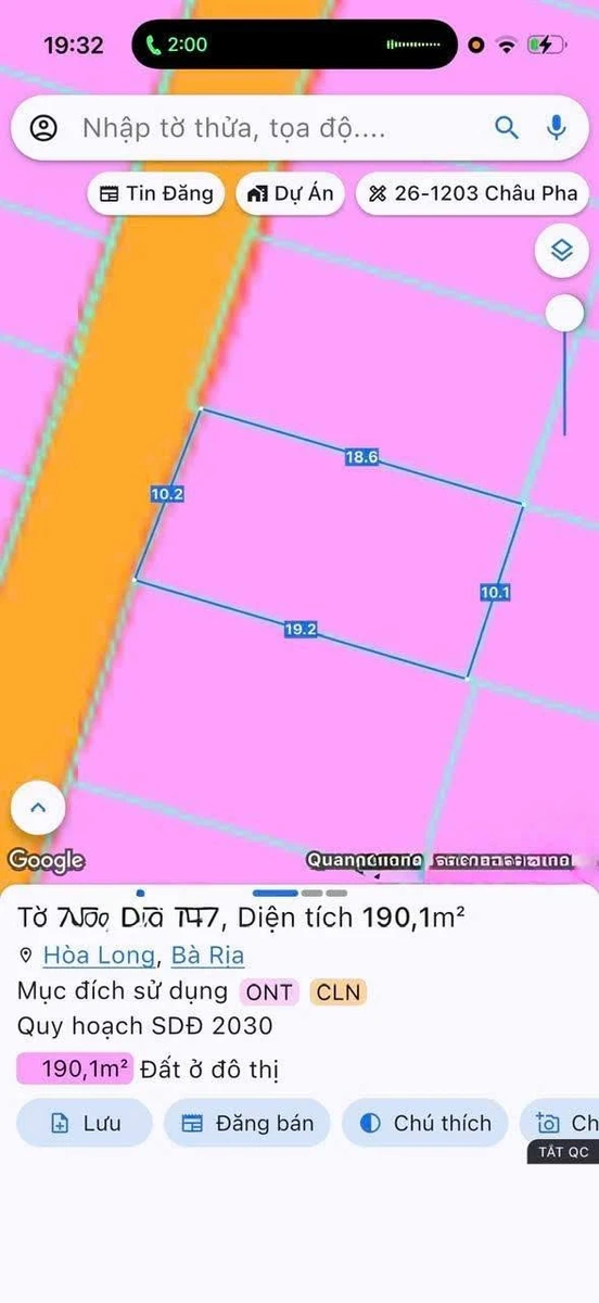 Bán lô đất mặt tiền 190m2 nhánh đường số 3 Hoà Long, TP Bà Rịa - Ảnh thu nhỏ 3