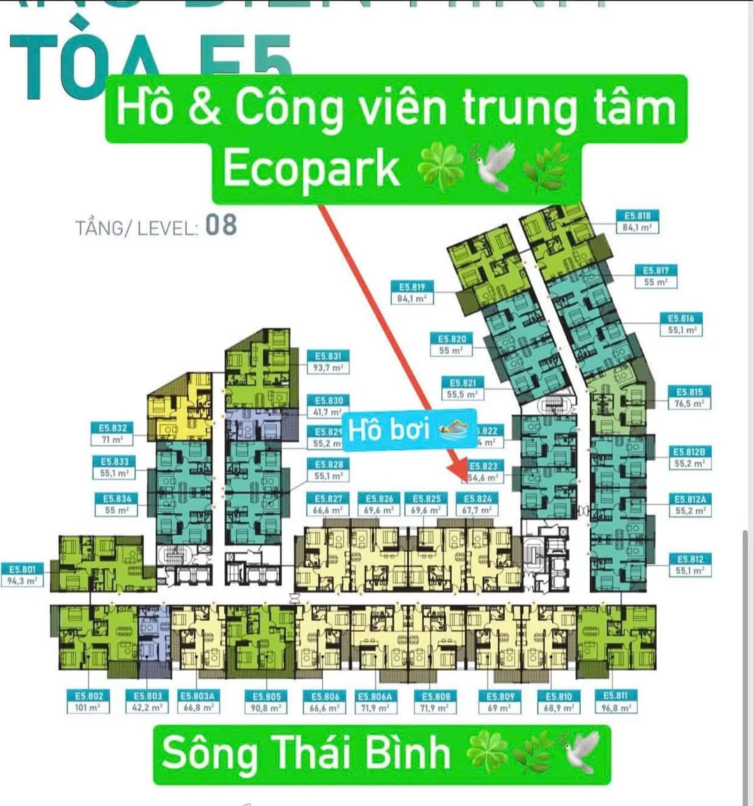Bán căn hộ 2PN 67,6m² Ecopark Hải Dương 2,96 tỷ - Ảnh 1