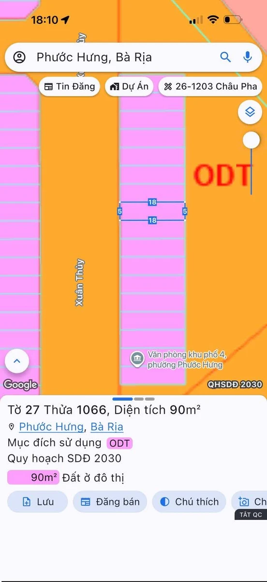 Bán đất mặt tiền Xuân Thuỷ, Bà Rịa, 90m2, 2 tỷ 480 triệu - Ảnh 1