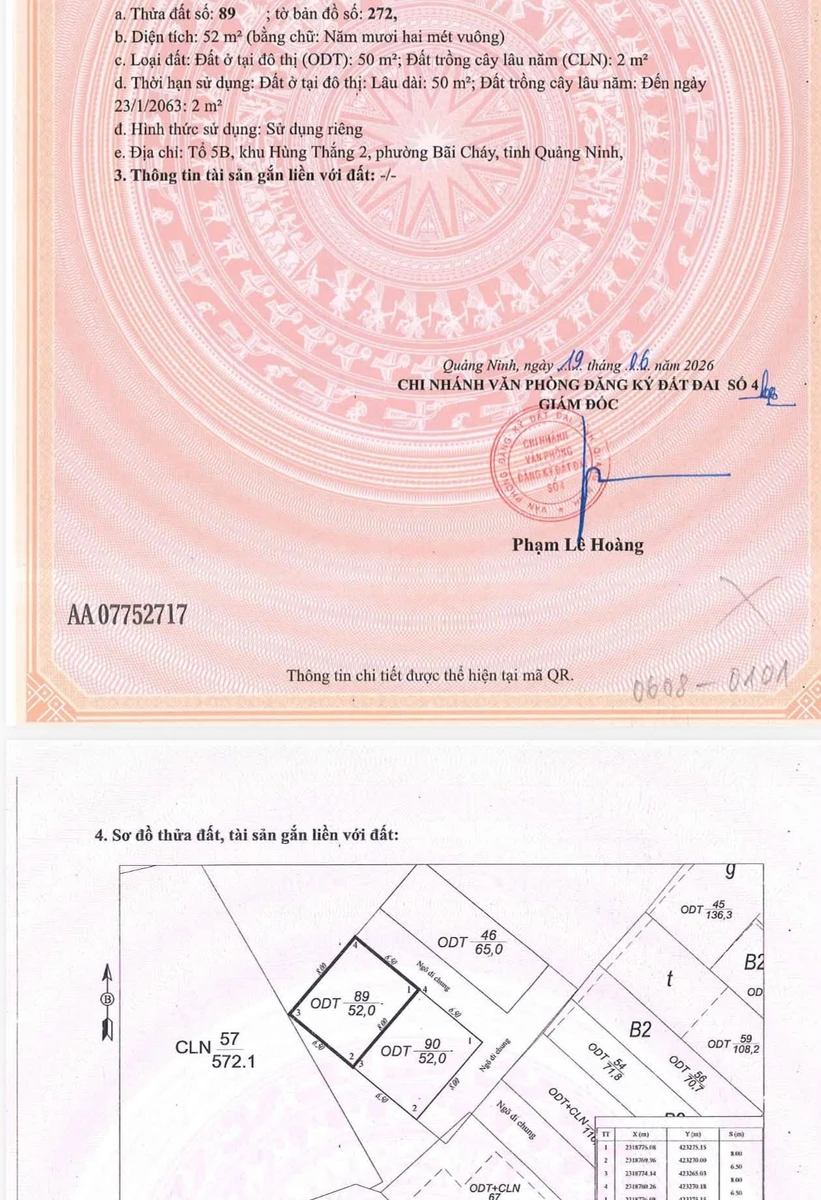 Bán lô đất 52m² Bãi Cháy, Quảng Ninh 1,6 tỷ - Ảnh thu nhỏ 4