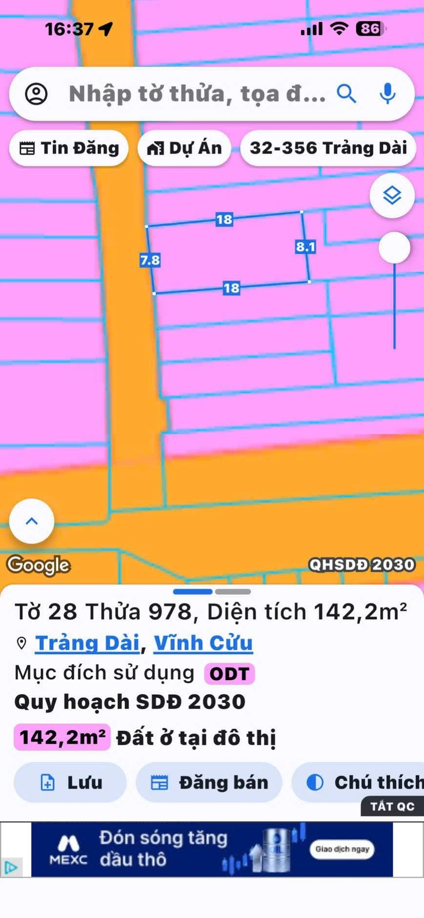 Bán lô đất thổ cư 140m² Kp3 Trảng Dài, Đồng Nai - Ảnh 1