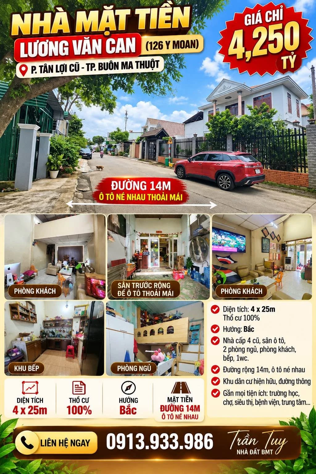 Bán đất mặt tiền Lương Văn Can Tân Lợi Buôn Ma Thuột 4x26m - Ảnh 1