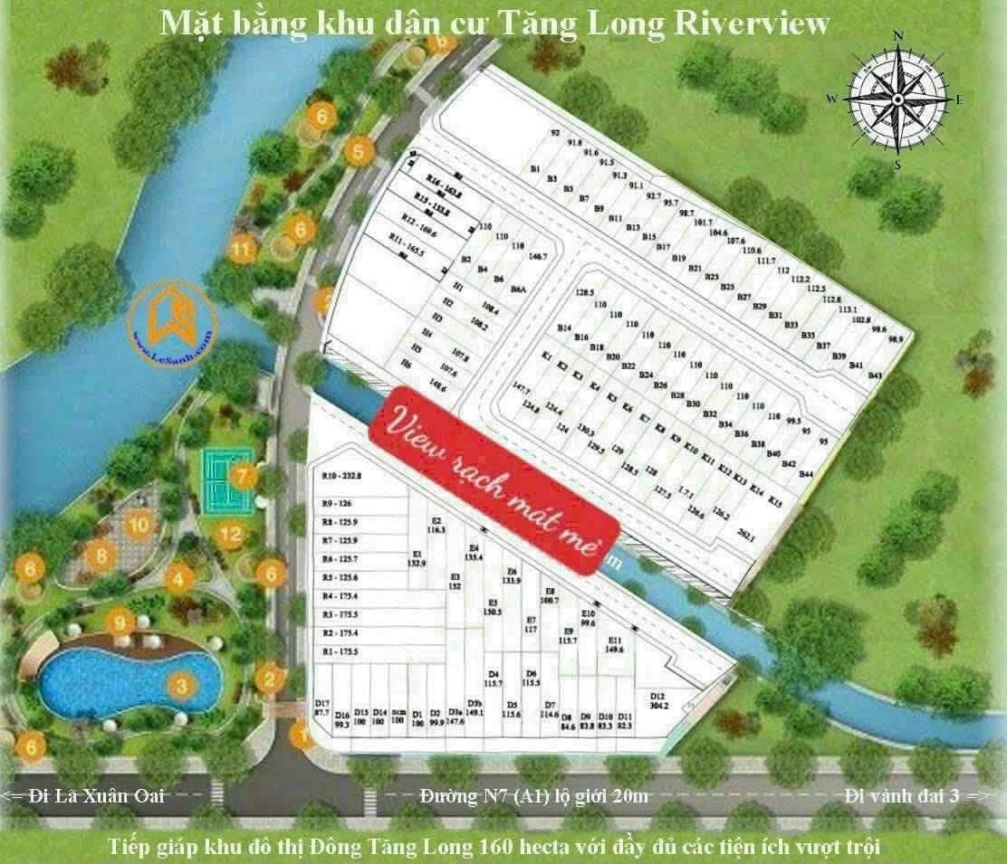 Bán lô đất thổ cư 110m2 (5x22) KDC Tăng Long River View, Trường Thạnh, Quận 9 giá 4,6 tỷ - Ảnh 1
