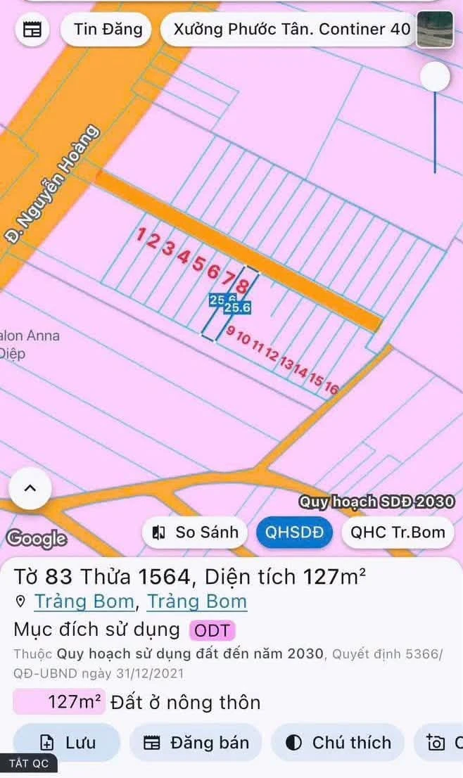 Bán đất Sông Trầu Trảng Bom 130m², 9xx triệu - Ảnh 1