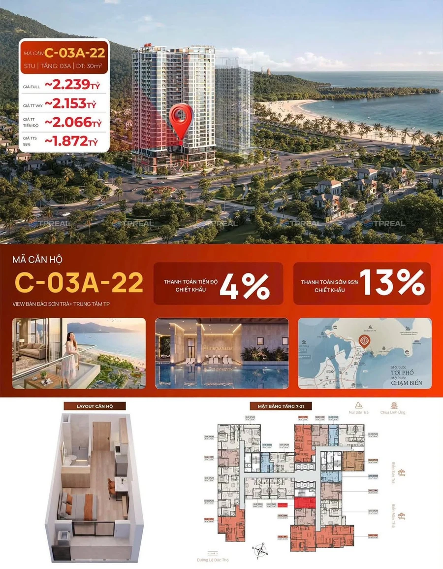 Bán căn hộ Studio The Camellia Sơn Trà 30m², view bán đảo và biển, Đà Nẵng - Ảnh 1