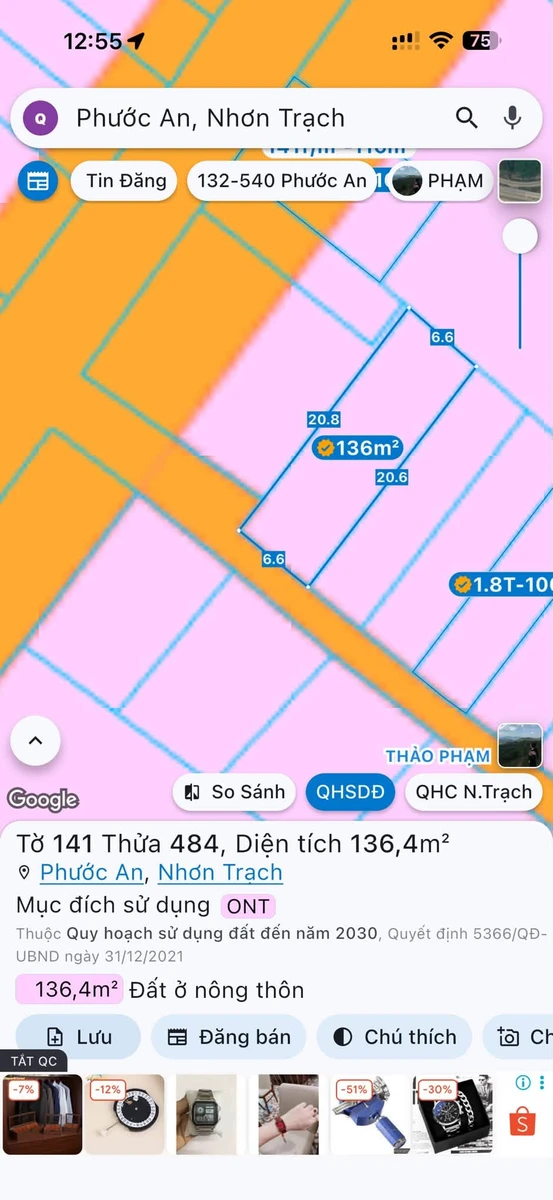 Bán đất nền Phước An 136m2, Nhà Bè, 2 tỷ 50 - Ảnh 1