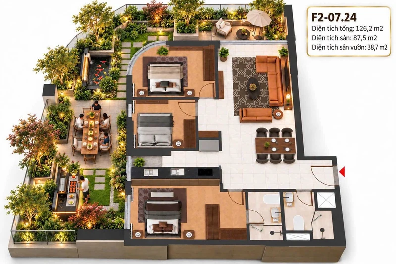Bán căn góc 3PN 126m2, giá 5,164 tỷ, Đà Nẵng