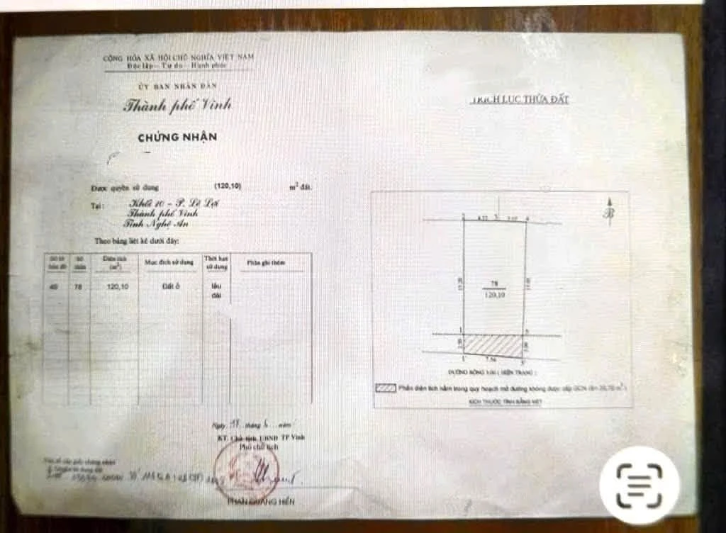 Bán lô đất 120,1m2 hướng Nam tại Khối 10 Lê Lợi, TP Vinh, giá 3,65 tỷ - Ảnh 1