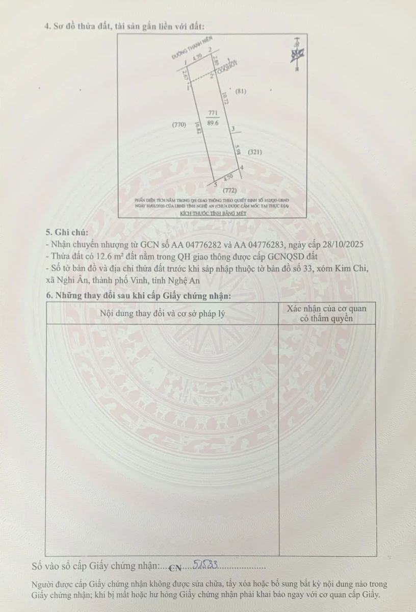 Bán đất 89,6m² đường Thanh Niên Vinh Phú, Nghệ An 2,9 tỷ - Ảnh thu nhỏ 5