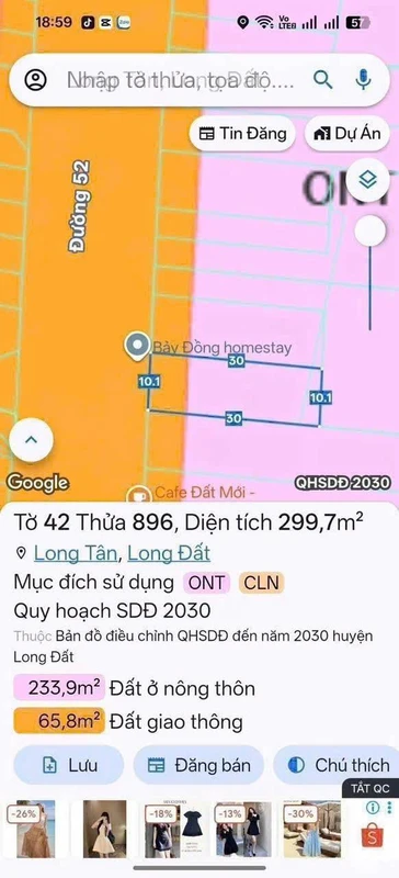Bán đất mặt tiền tỉnh lộ 52, 300m² tại Đất Đỏ, 3 tỷ 150 triệu