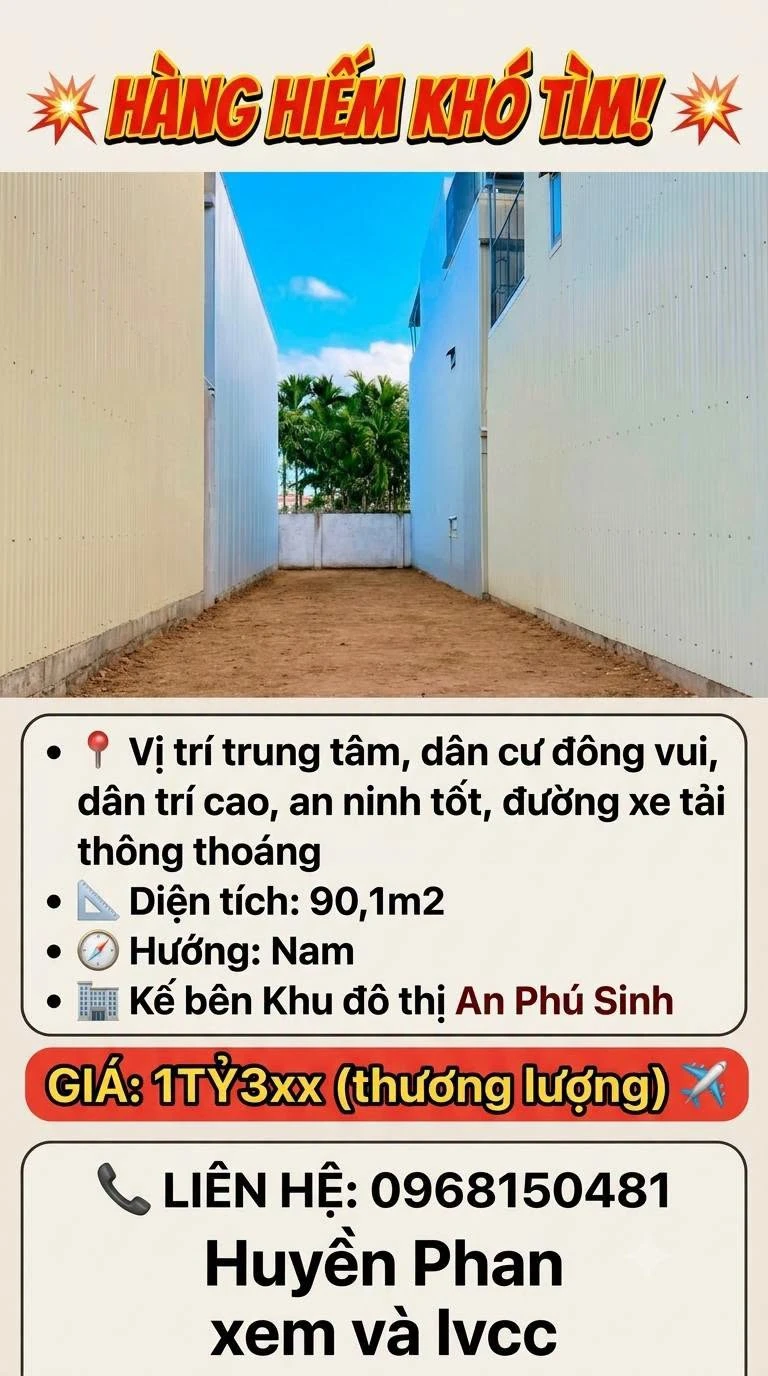 Bán đất 90m2 kế bên An Phú Sinh, giá 1 tỷ 3 - Ảnh 1