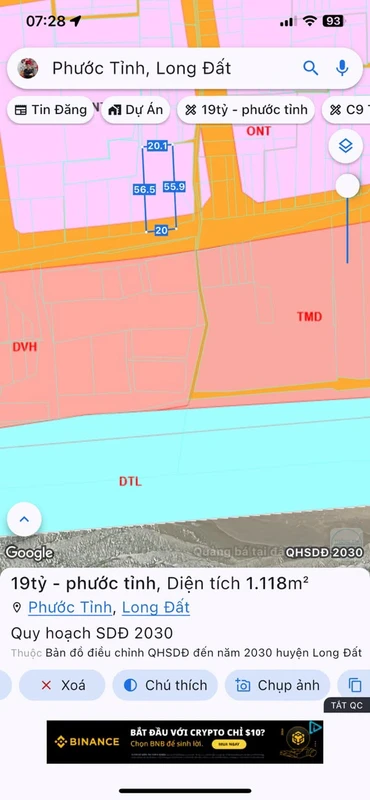 Bán đất mặt tiền đường Thanh Xuân, 1118m², cách biển 200m, xã Long Hải, giá 19 tỷ
