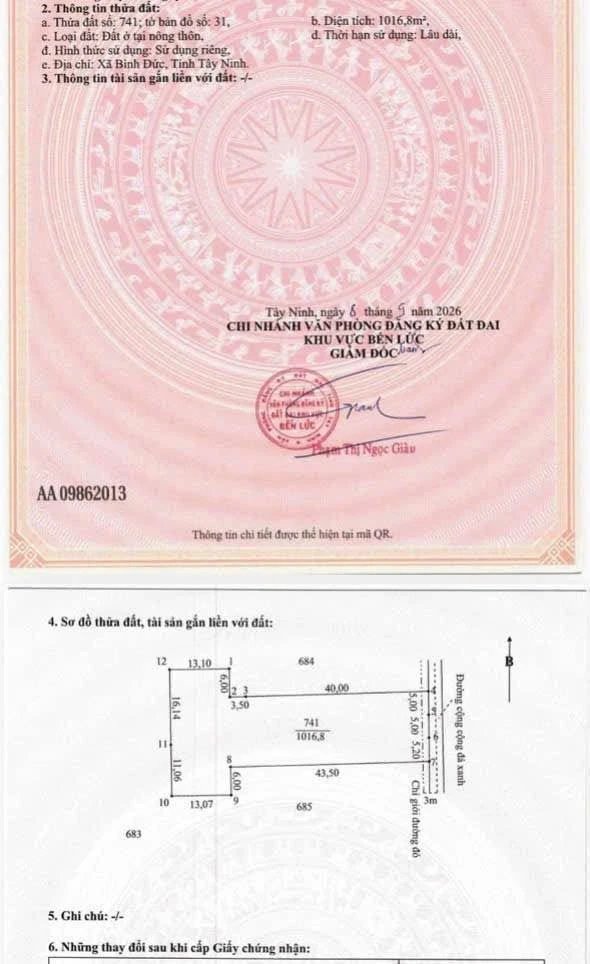 Bán 500m2 đất thổ cư cách ĐT816 100m tại Bình Đức, Bến Lức, Long An - Ảnh thu nhỏ 5