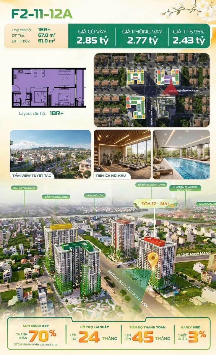 Bán căn hộ 2PN Sun FourS 61m² giá 2 tỷ 4 Đà Nẵng - Ảnh thu nhỏ 3