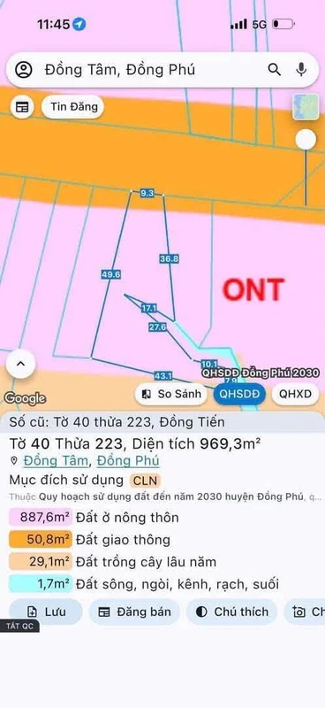 Bán đất mặt tiền 495m² Đồng Tiến, Bình Phước giá trên 400 triệu