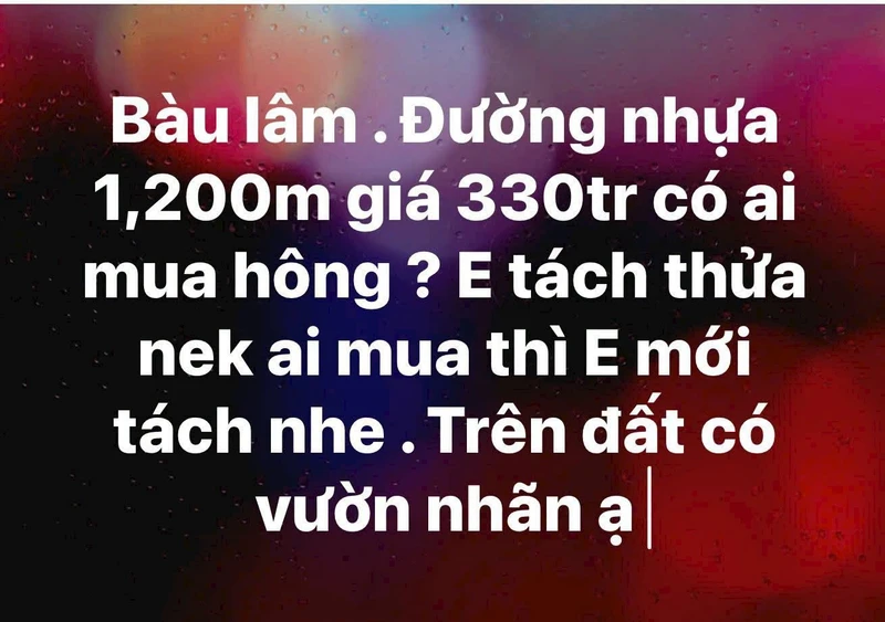 Bán đất 1.200 m² tại Xã Tân Lâm, Xuyên Mộc