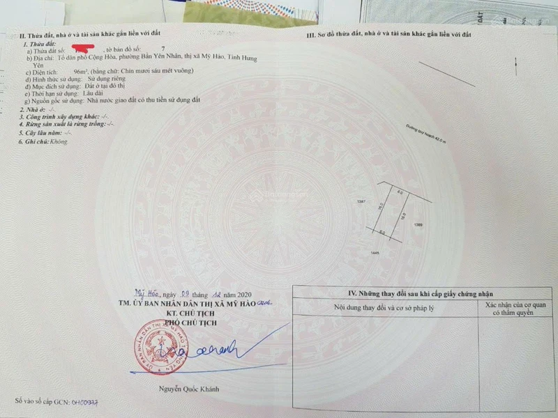 Đất mặt đường 42m trục chính Mỹ Hào, Hưng Yên