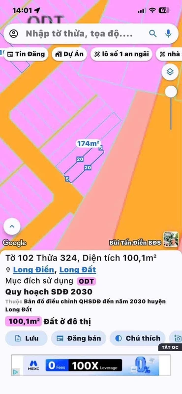 Bán lô đất Long Điền 100m² 1 tỷ 750 triệu