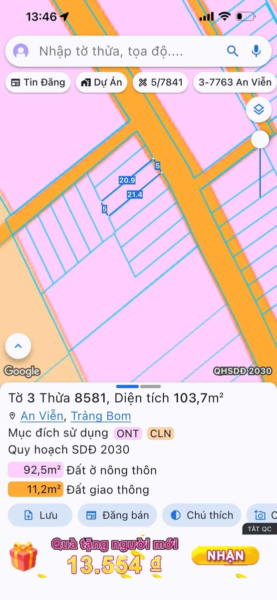 Bán đất 100m2 An Viễn gần KCN Giang Điền 800 triệu - Ảnh thu nhỏ 3