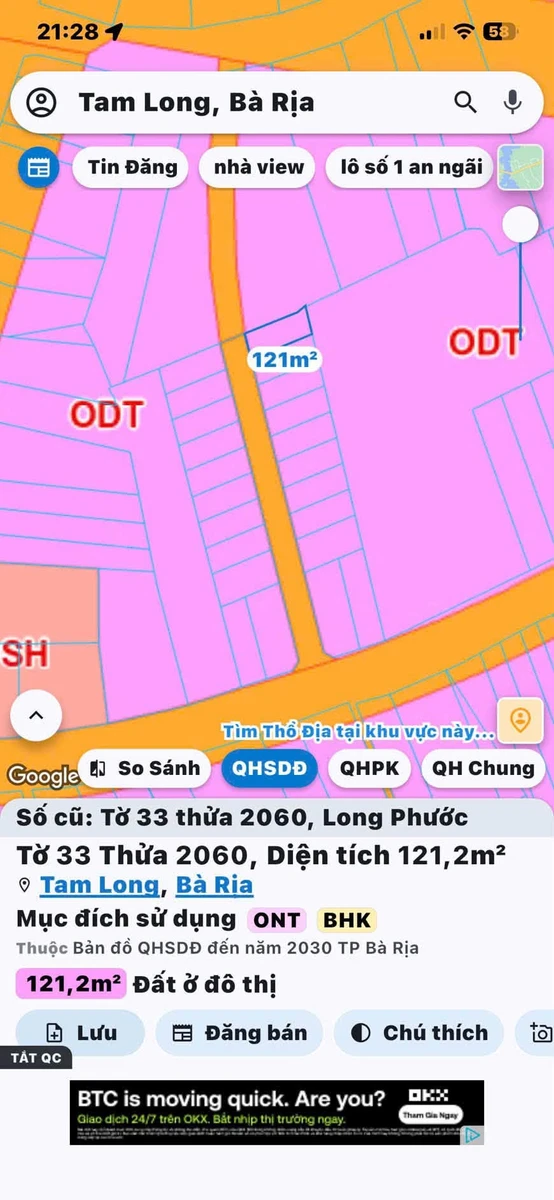 Bán đất 121m2 (100m2 thổ cư) sổ hồng riêng, đường nhựa, Long Phước, Thủ Đức - Ảnh 1