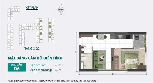 Bán căn hộ 43m² 1PN 1WC mặt tiền Phan Trung, Biên Hòa, giá 2 tỷ 3 - Ảnh 1