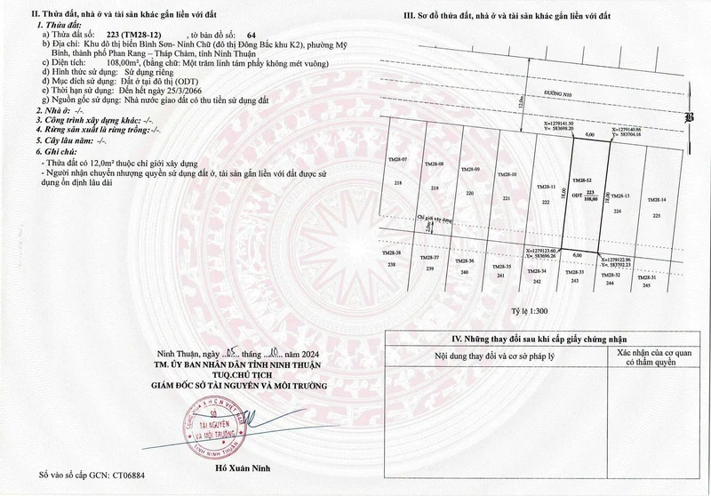 Bán đất nền 108m² khu đô thị biển Bình Sơn Phan Rang 3.5 tỷ